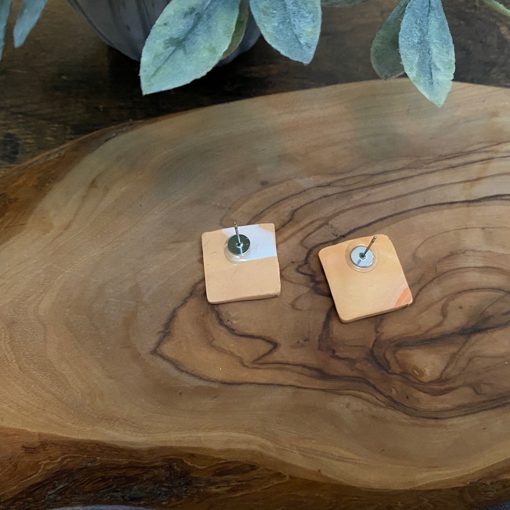 Handmade Clay Square Studs - Desert Sands Series - Picture 3 of 8